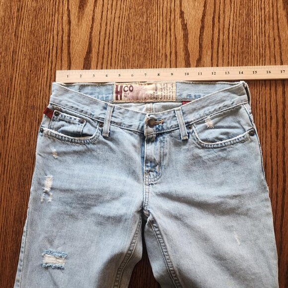 Hco Cut Off Flare Distressed Jean Crop Capris Size 9 Low Rise y2k - Picture 6 of 8